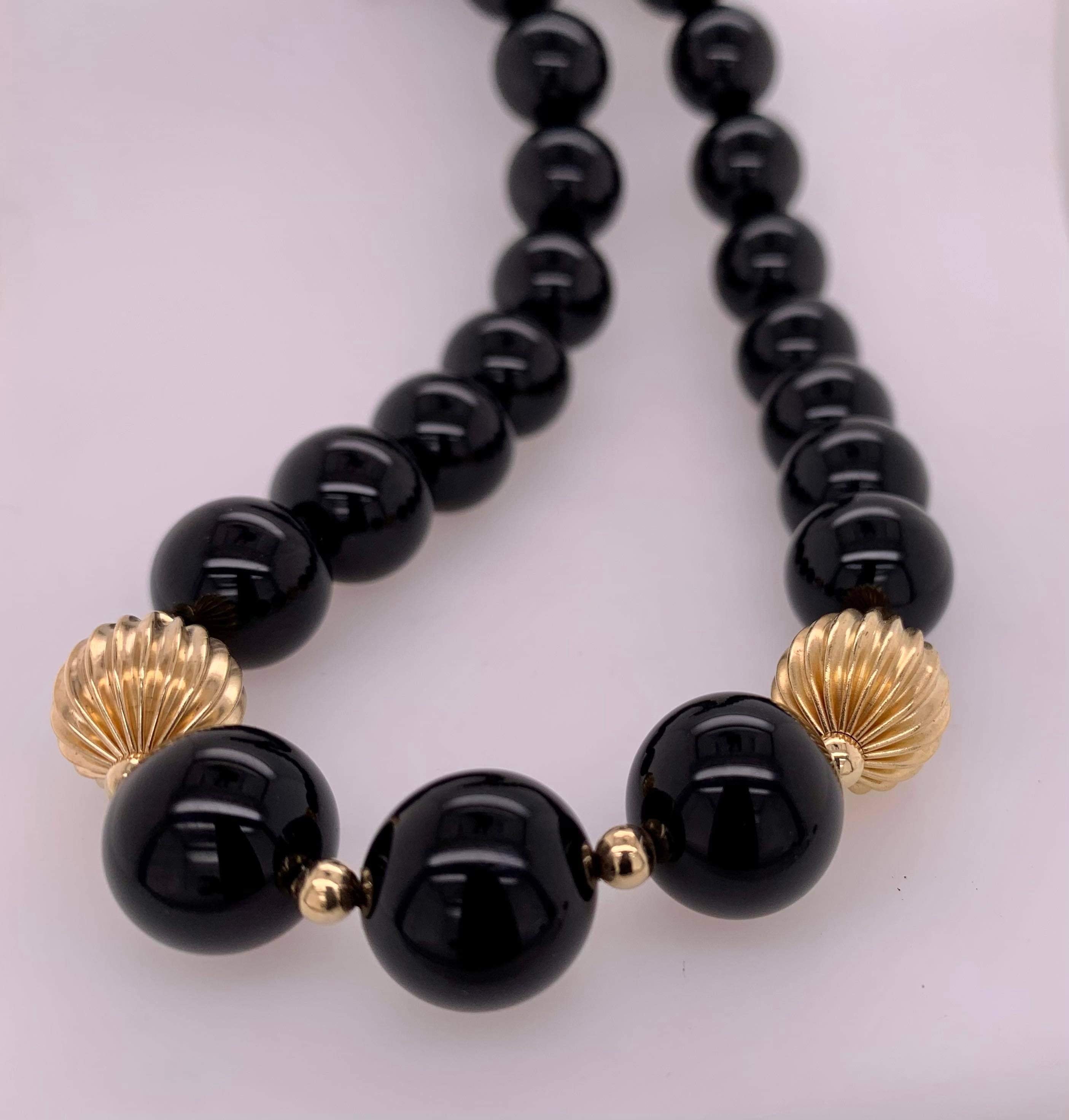 14 K Black Onyx Bead hot Pendant.