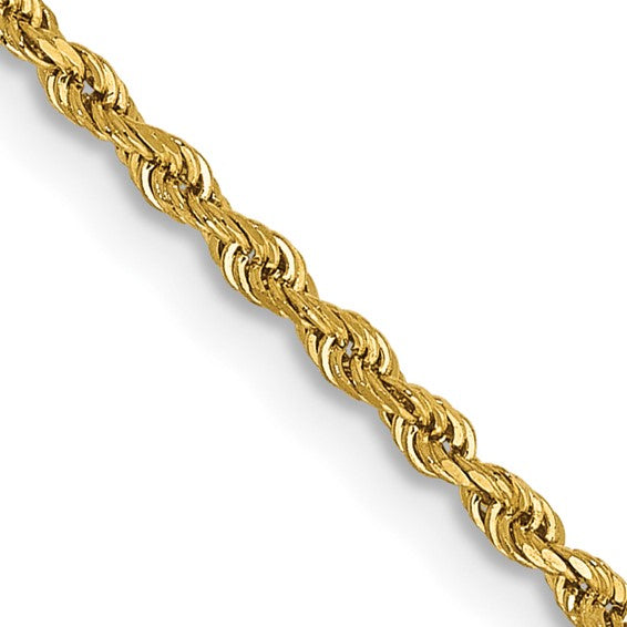 14K Yellow Gold Diamond Cut Rope Chain