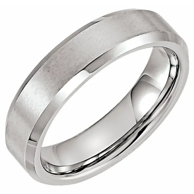 Tungsten Satin & Polished Beveled-Edge Band