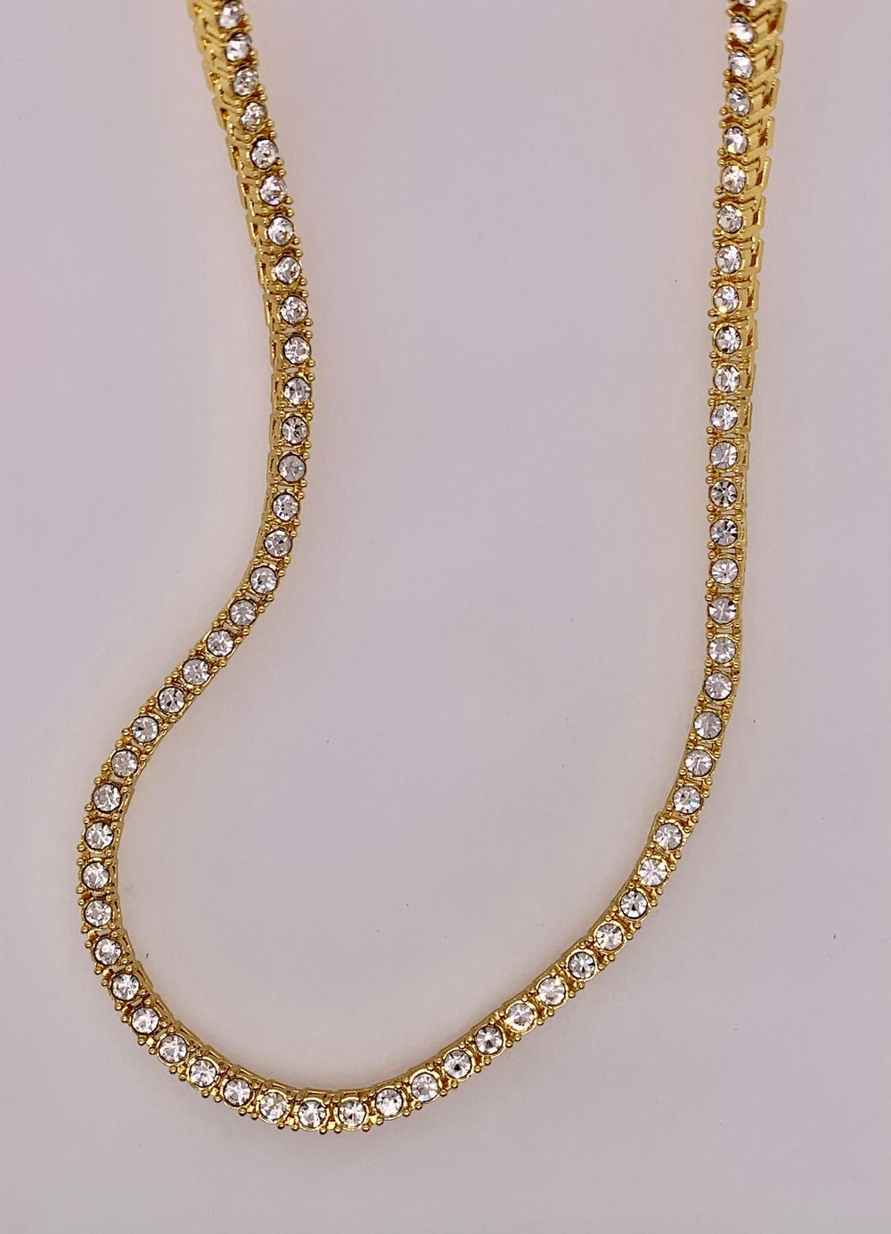 Fashion Gold Tone Tennis Necklace 18”