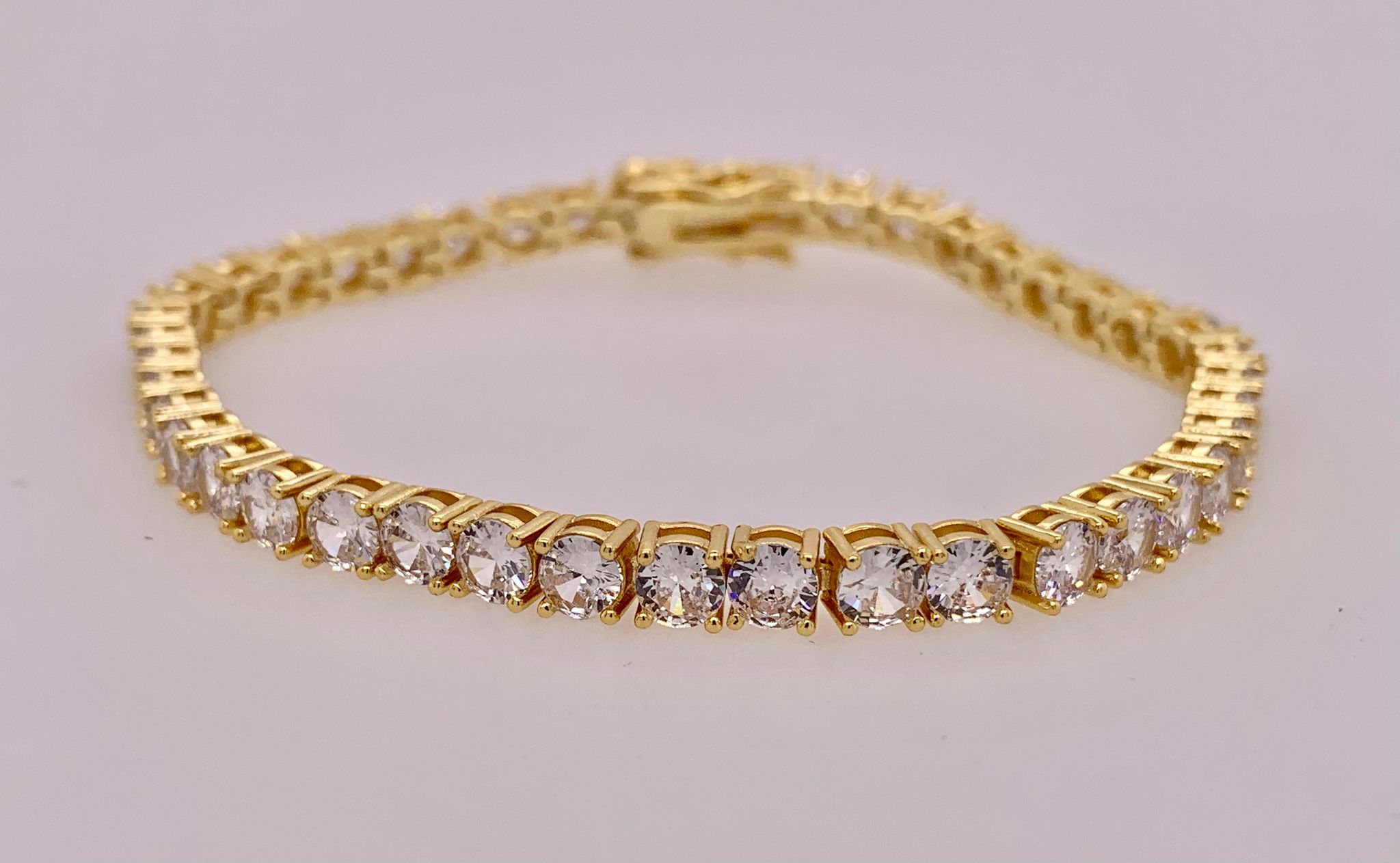 Fashion Gold Tone Tennis Bracelet 8"