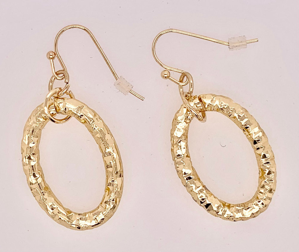 Gold Tone Texture Dangle Earrings