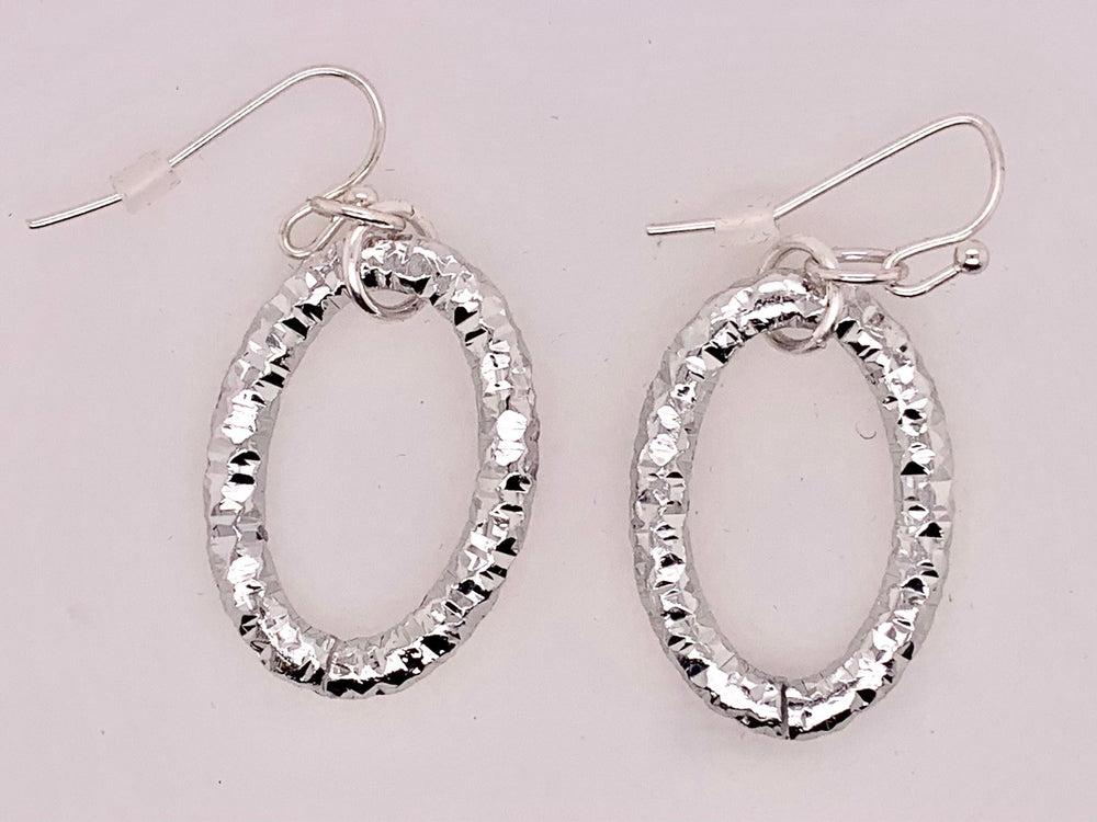 Silver Tone Texture Dangle Earrings