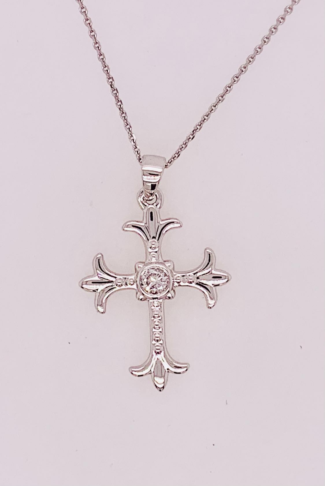 14K Diamond Cross Pendant