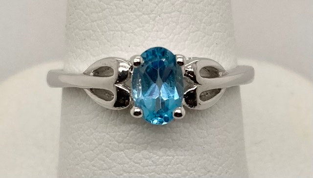 Sterling Silver Created Blue Topaz Ring