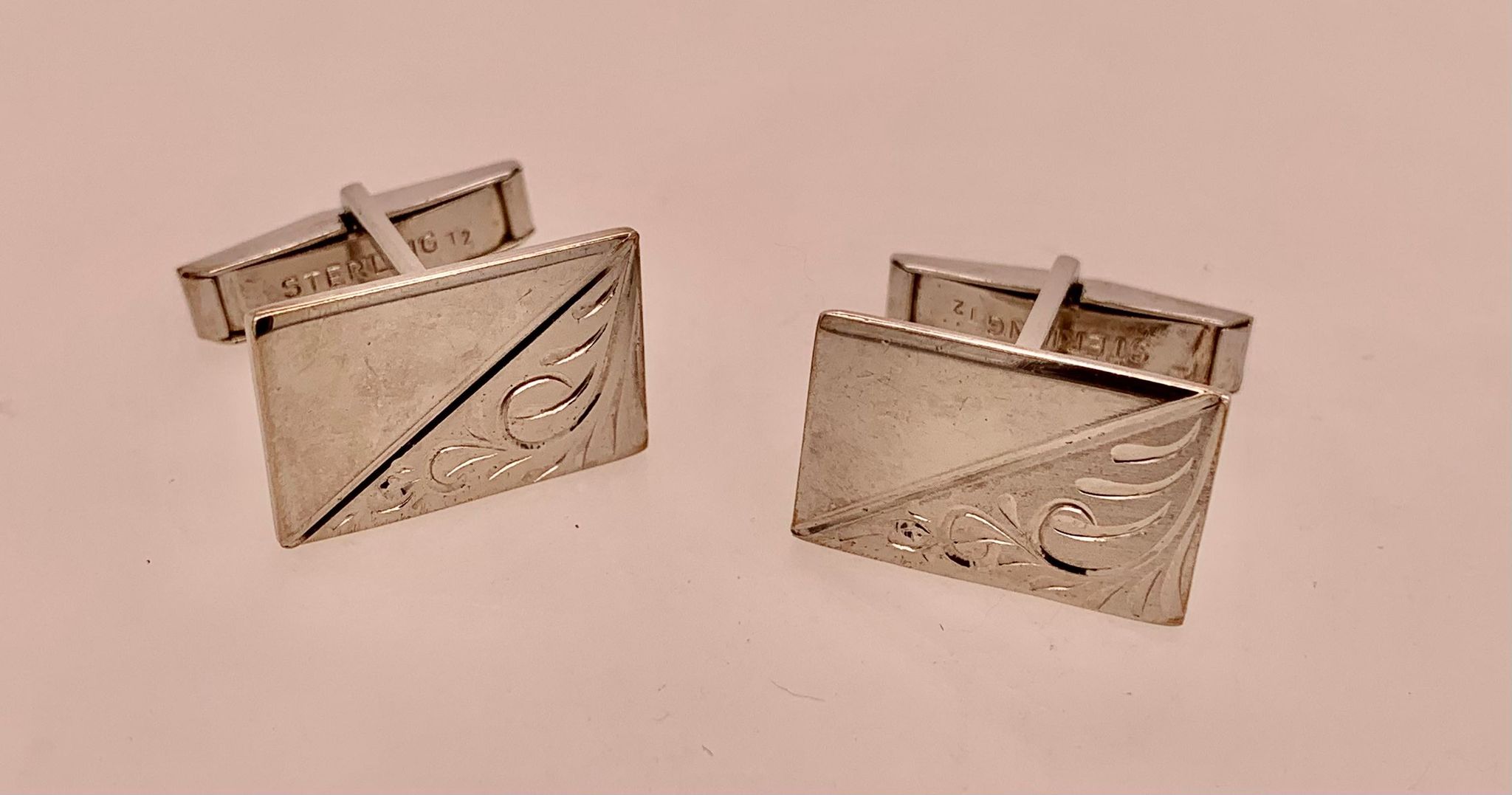 Vintage Estate Sterling Silver Cuff Links