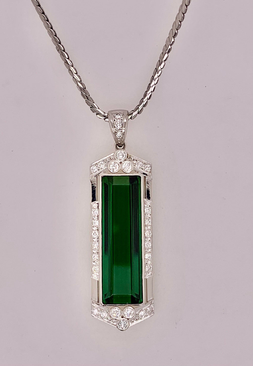 Estate Platinum Tourmaline & Diamond Pendant