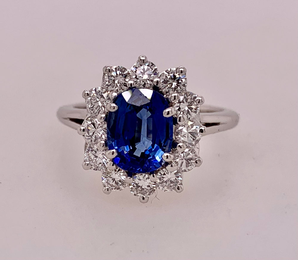 Estate 18K Ceylon Sapphire & Diamond Ring