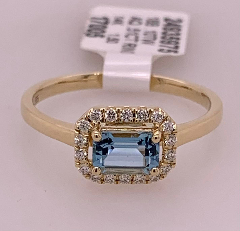 14K Aquamarine & Diamond Ring