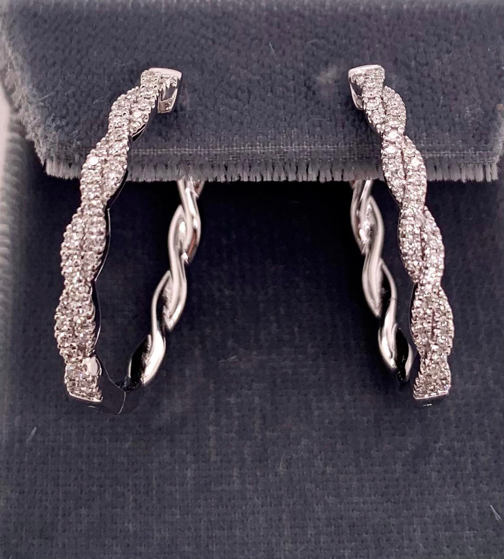 14K Diamond Hoop Earrings