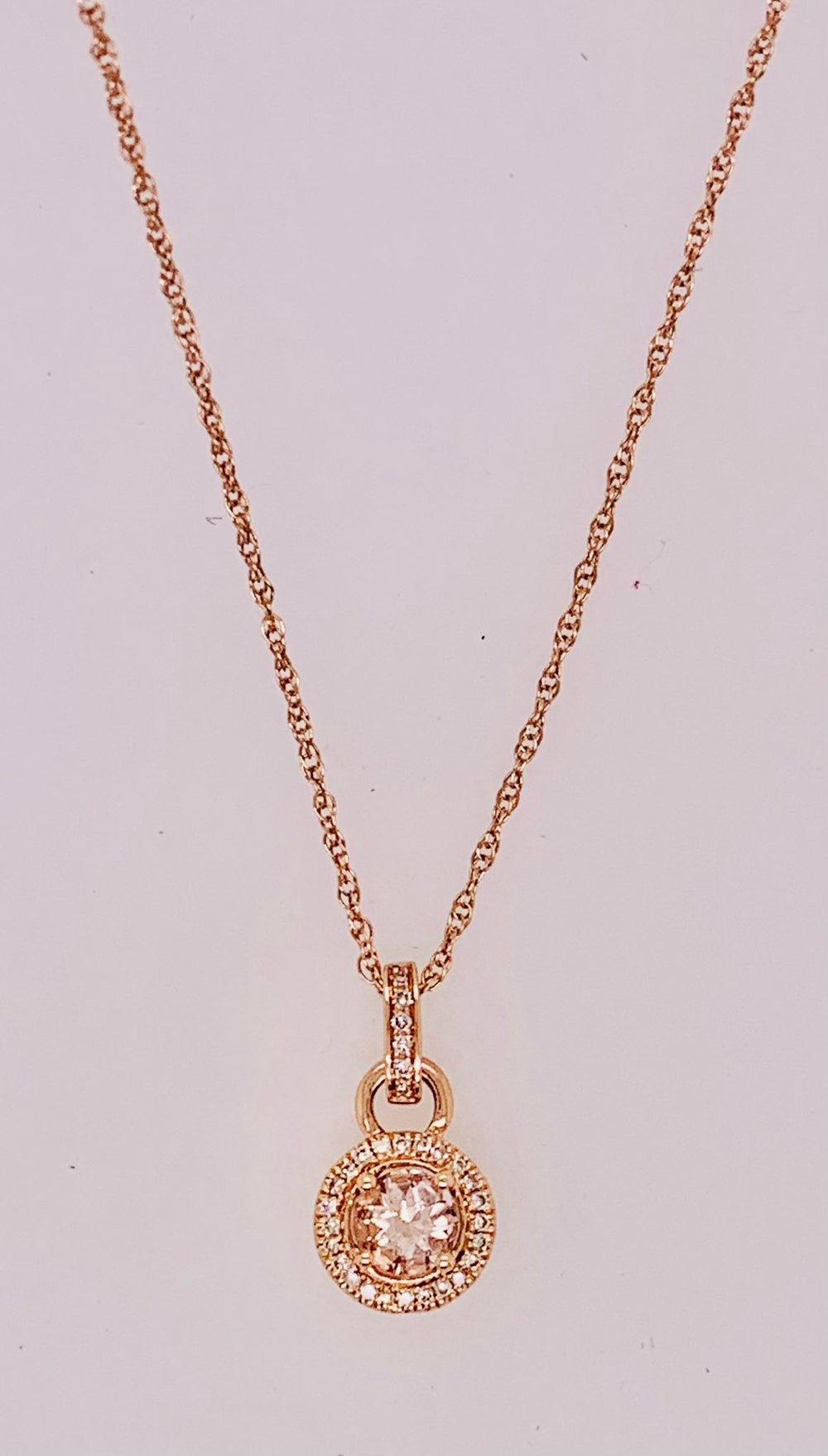 14K Morganite and Diamond Pendant