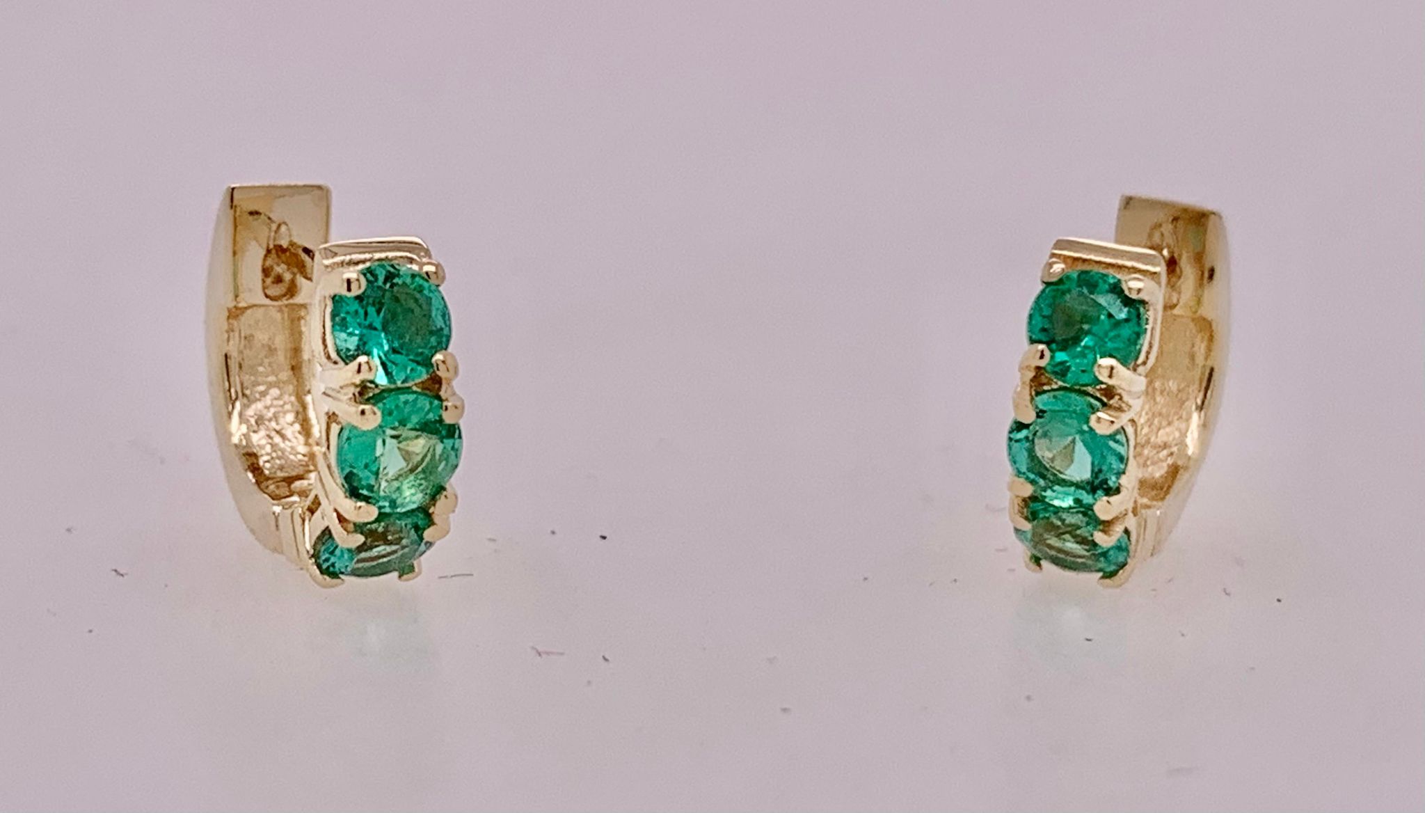 14K Emerald Hoop Earrings