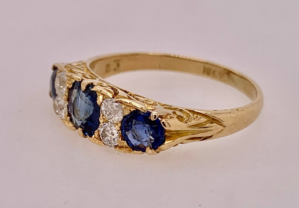 Estate 18K Sapphire & Diamond Ring