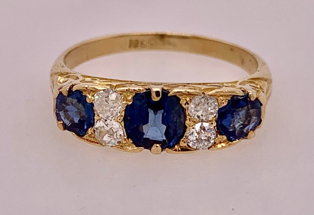 Estate 18K Sapphire & Diamond Ring