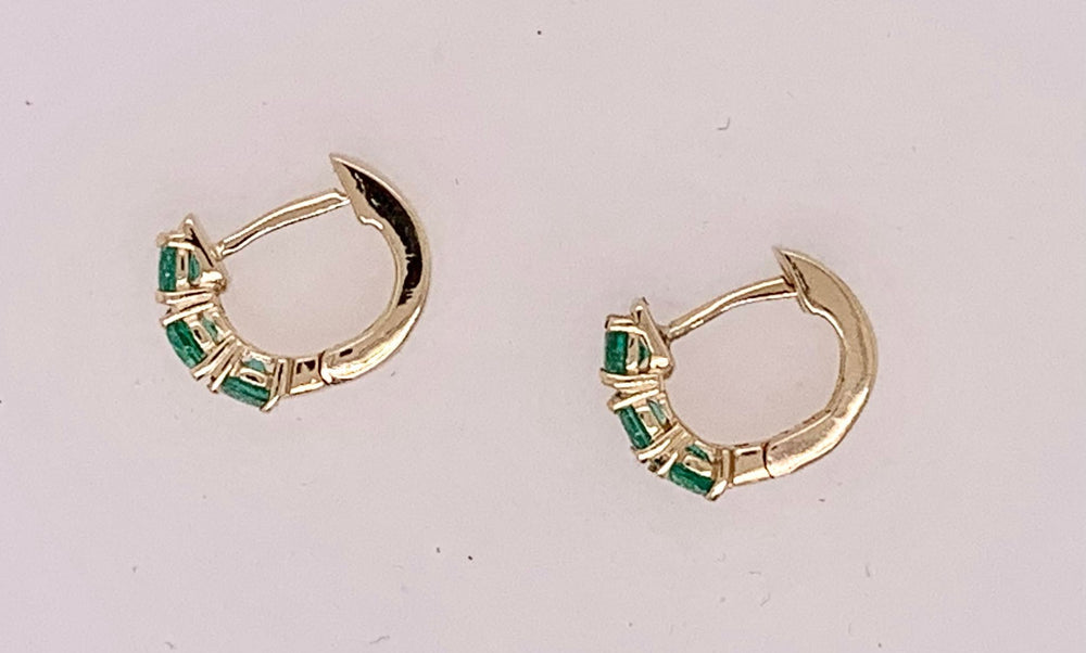 14K Emerald Hoop Earrings