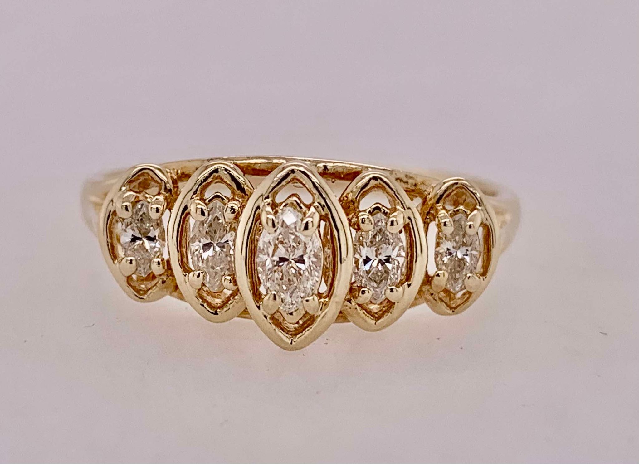 14K Estate Marquise Diamond Band