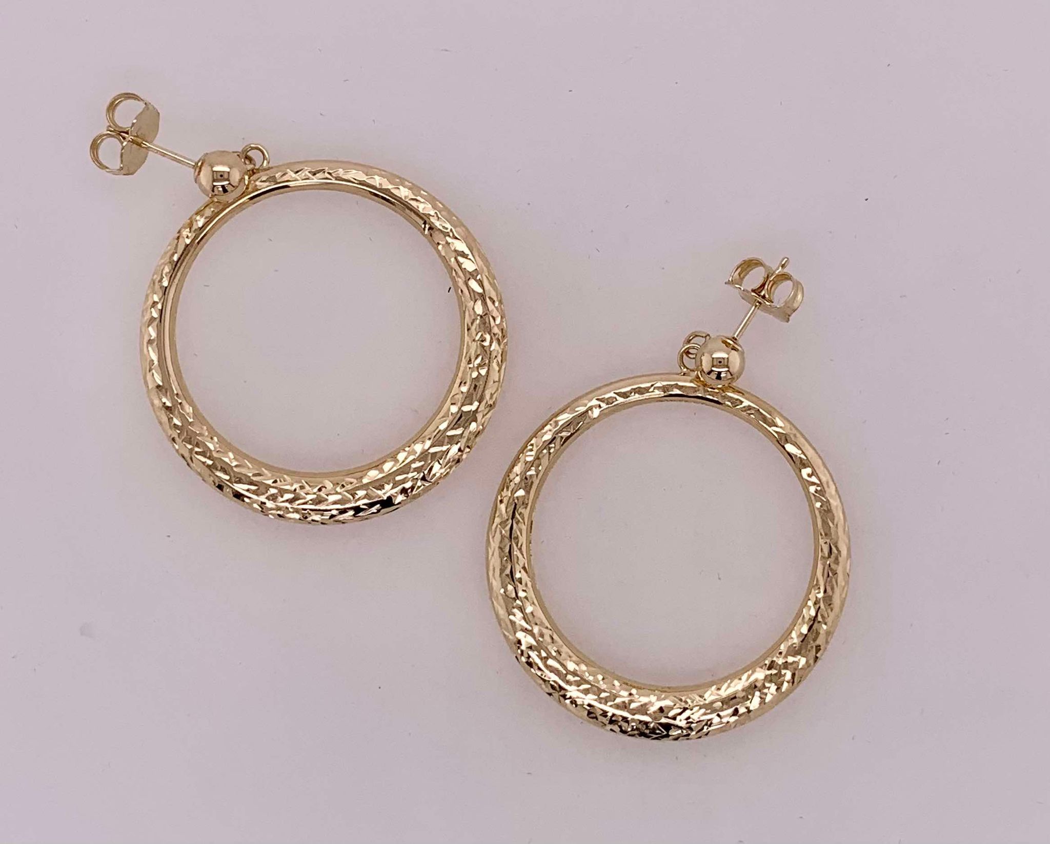 14K Diamond Cut Earrings