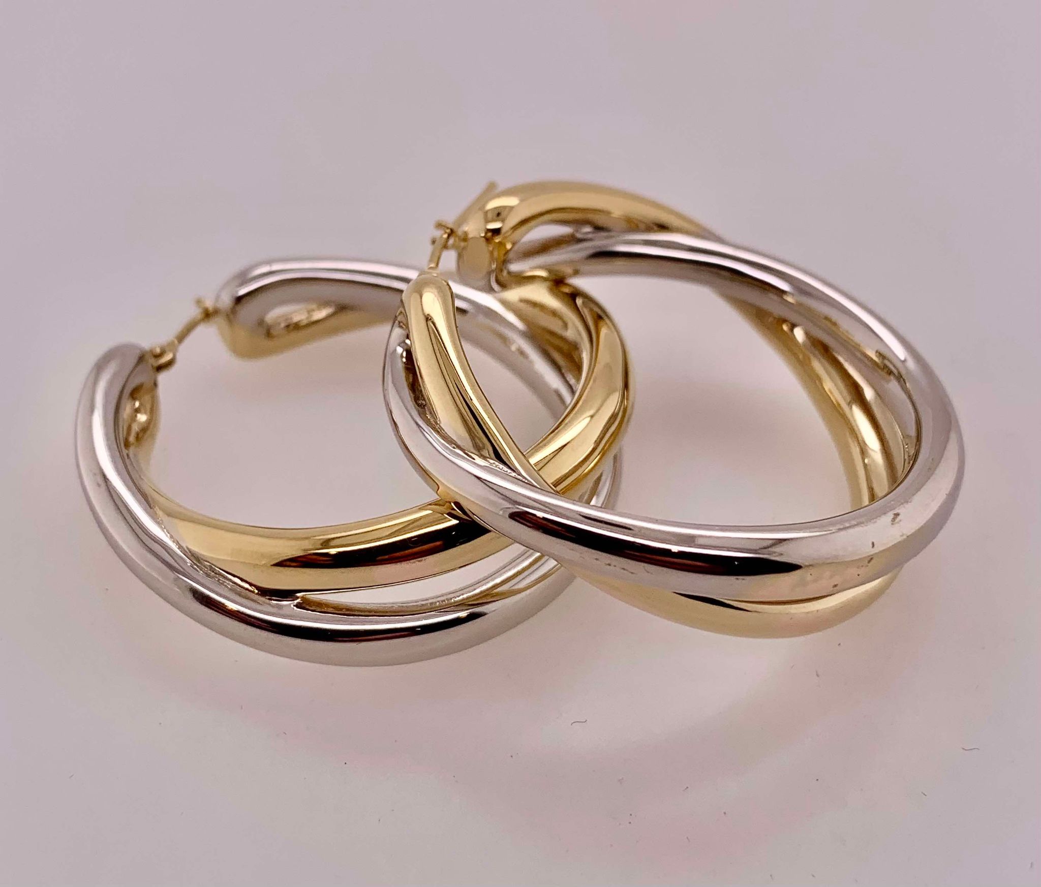 14K Two Tone Hoop Earrings