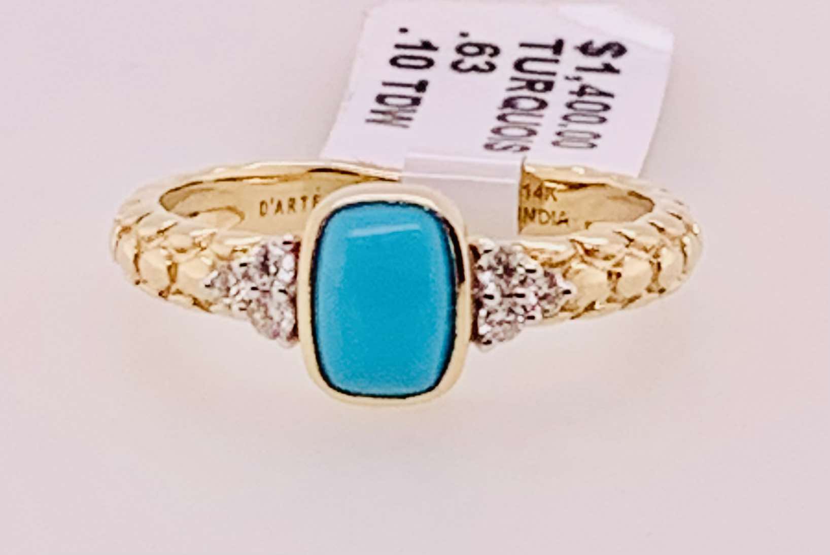 14K Turquoise & Diamond Ring