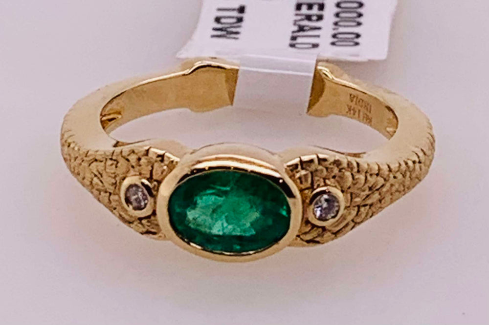 14K Emerald & Diamond Ring