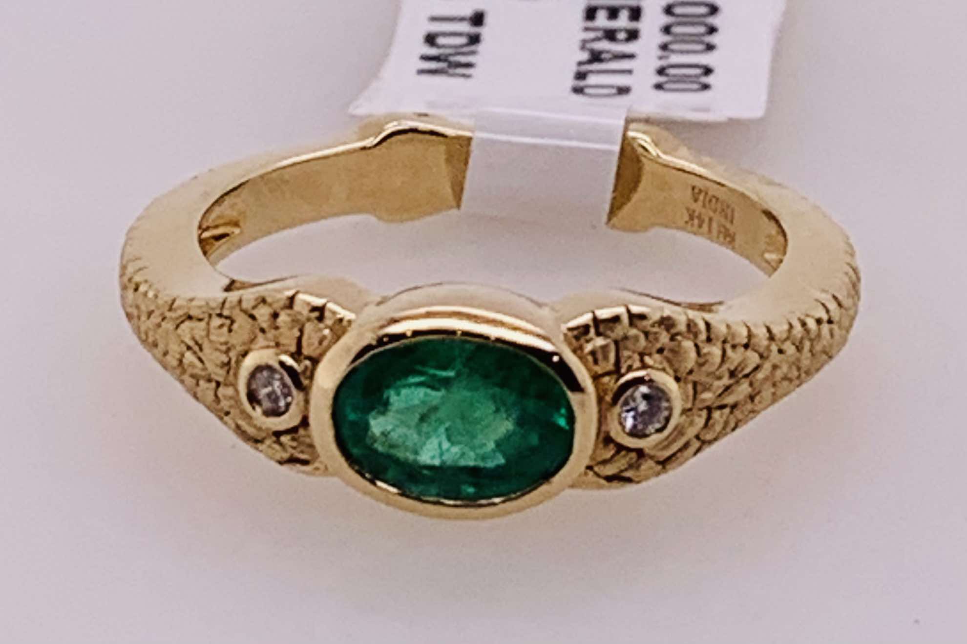 14K Emerald & Diamond Ring