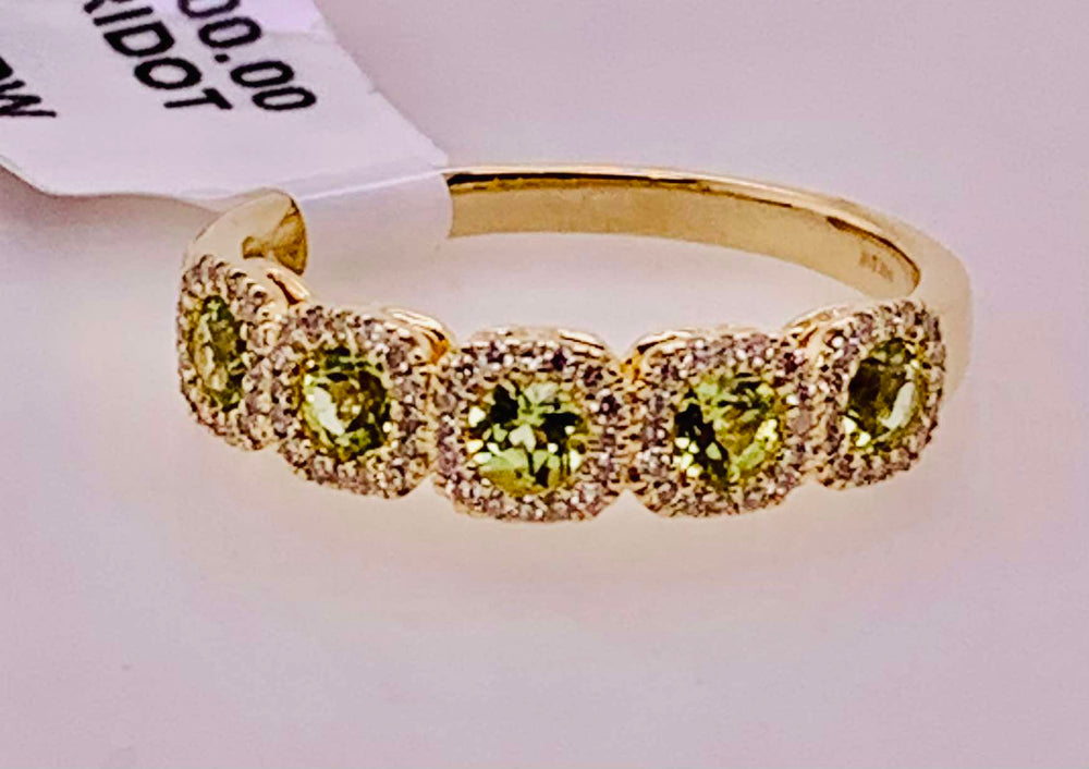 14K Peridot & Diamond Band Ring