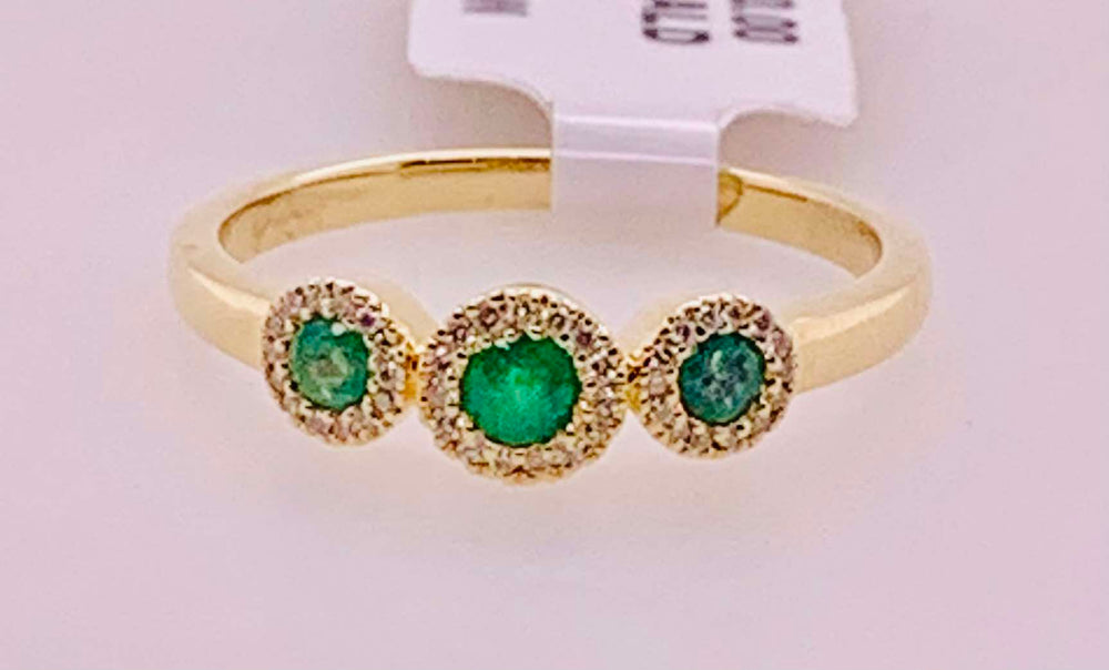 14K Emerald & Diamond Ring