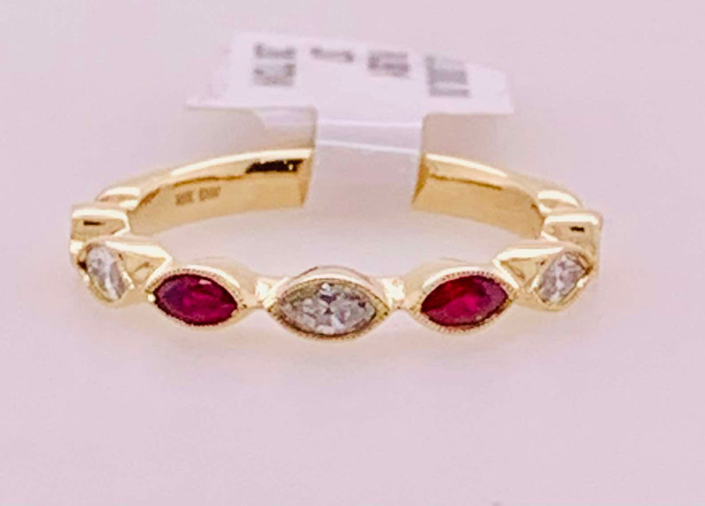 14K Ruby & Diamond Band Ring