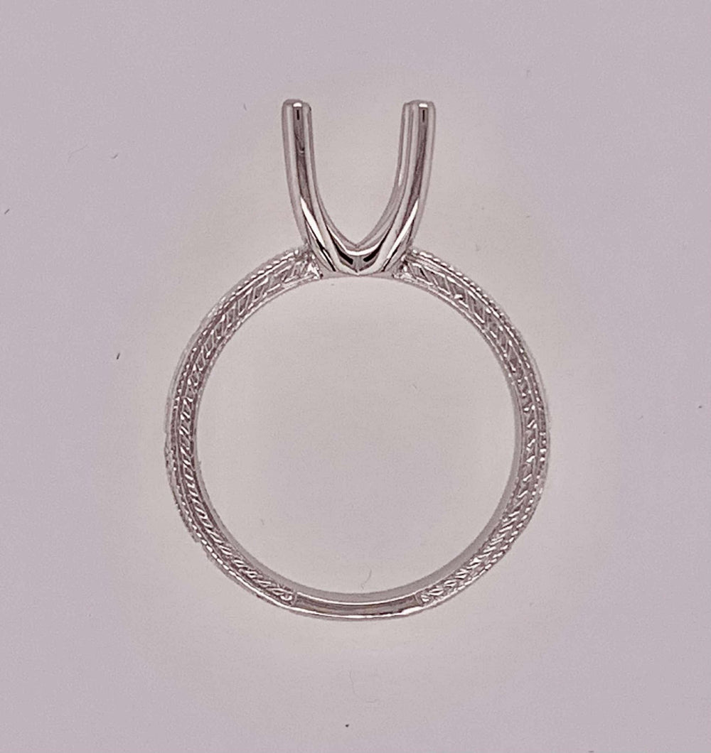 14K Hand Engraved Solitaire Setting