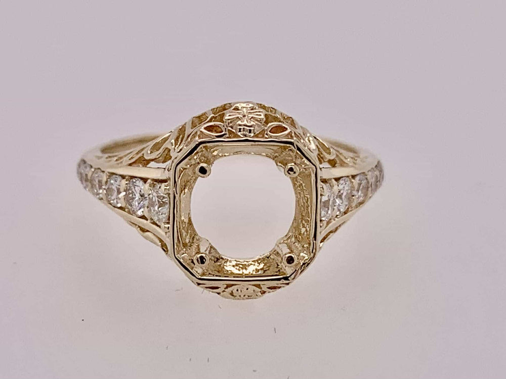 14K Filigree Antique Reproduction Semi-Mount