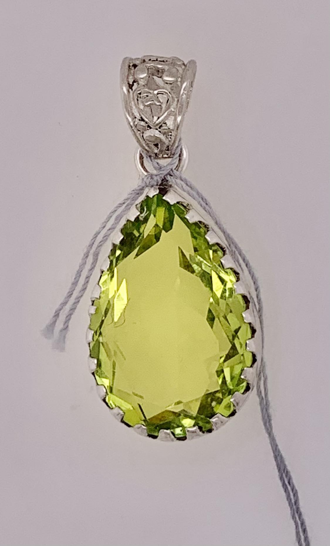 Estate Synthetic Green Peridot Color Pendant