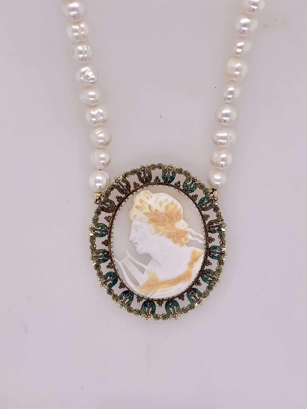 Estate Cameo and Pearl Necklace