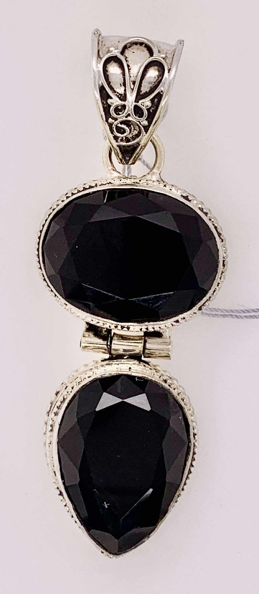 Estate Sterling Silver Black Onyx Pendant