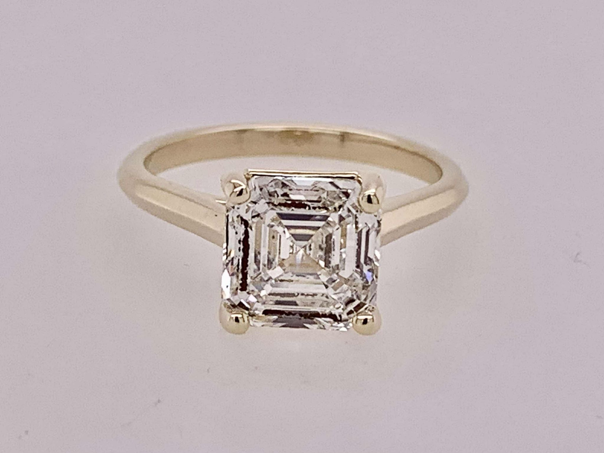 14K Yellow Gold LAB Asscher Cut Solitaire Ring