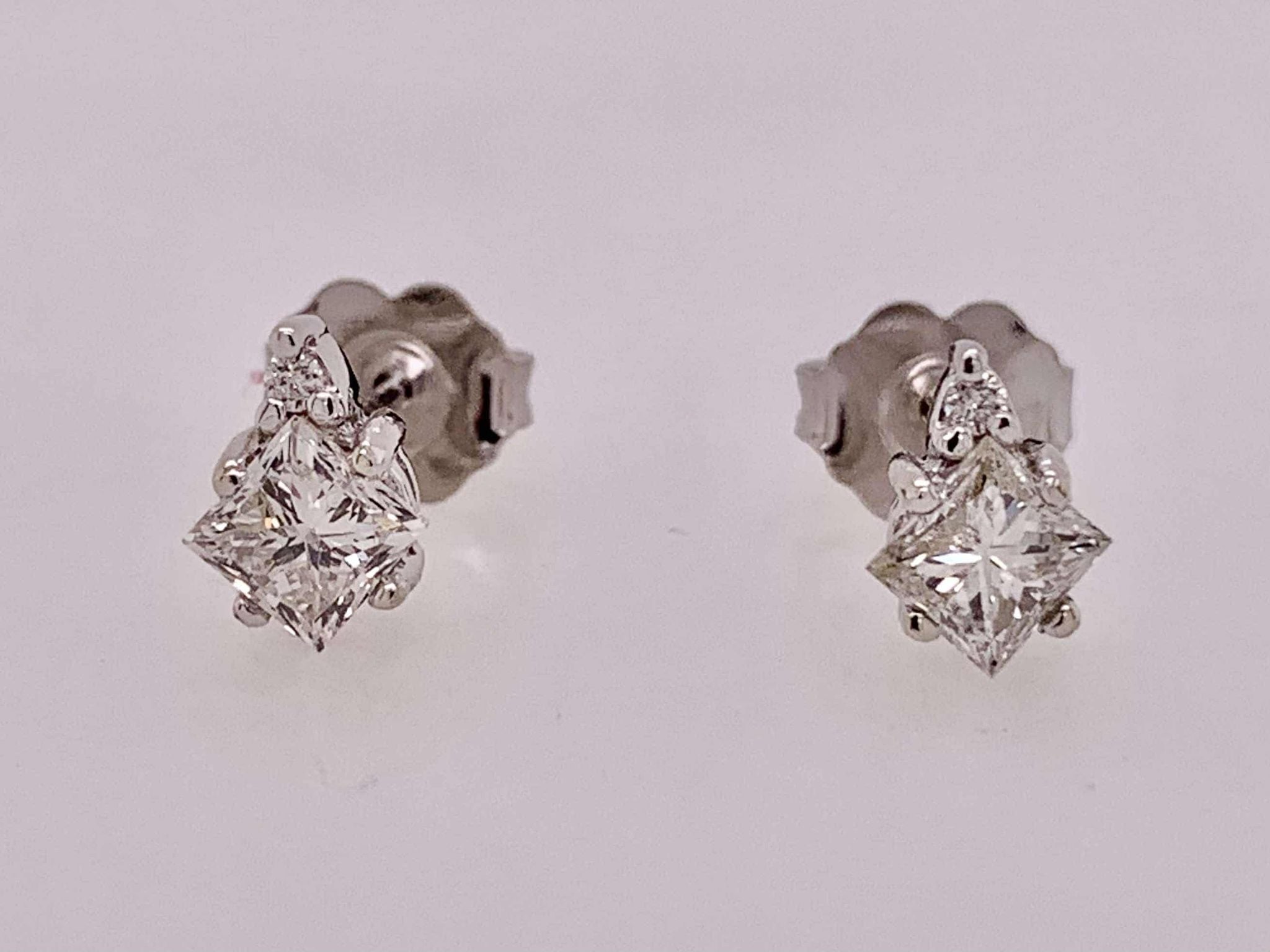 14K Princess Cut Diamond Earrings