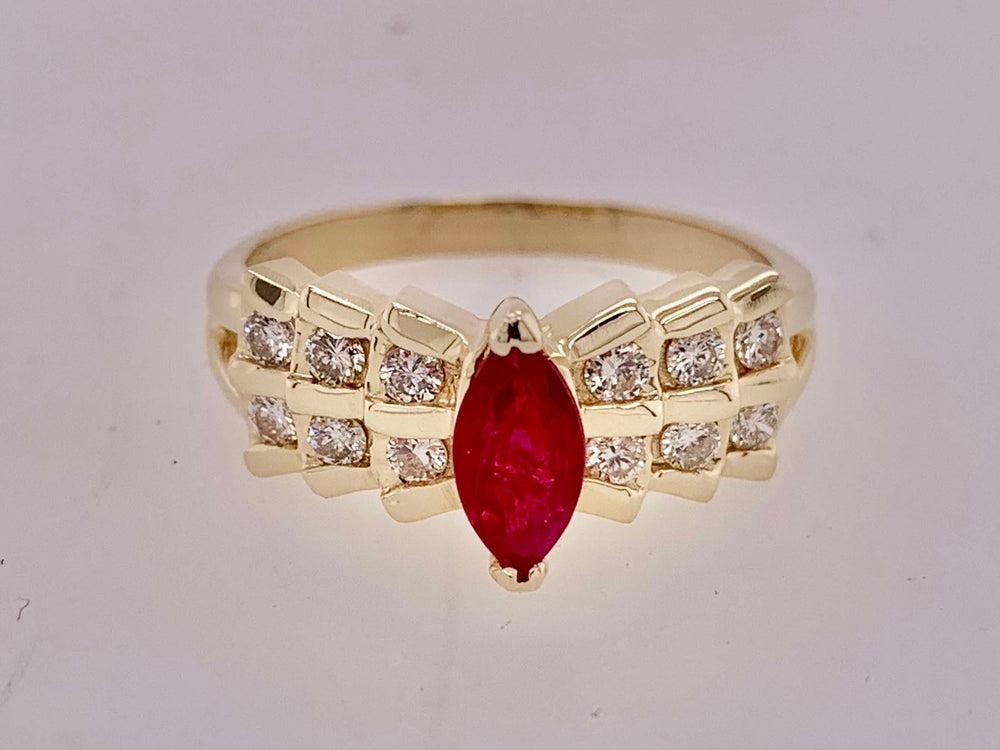 Estate 14K Ruby and Diamond Ring