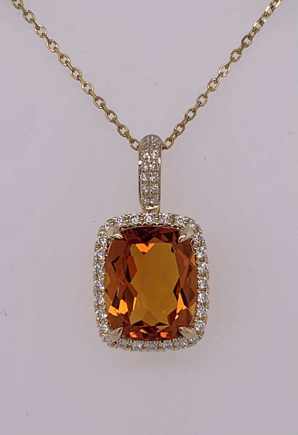 14K Citrine & Diamond Pendant