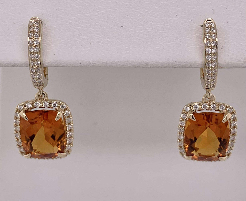 14K Citrine & Diamond Earrings