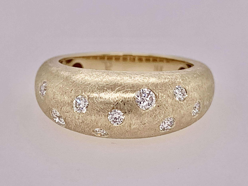 14K Yellow Designer Diamond Dome Ring