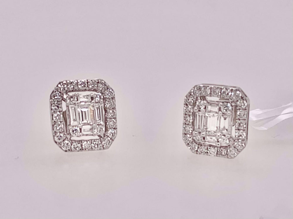 14K Emerald Cut Earrings