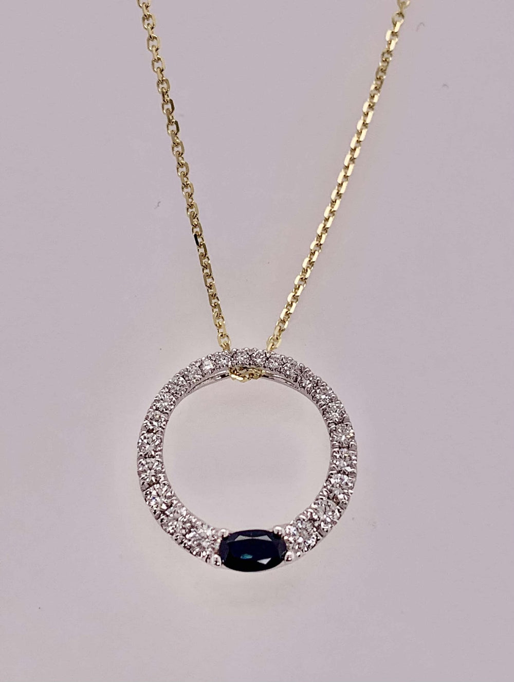 14K Diamond and Sapphire Pendant