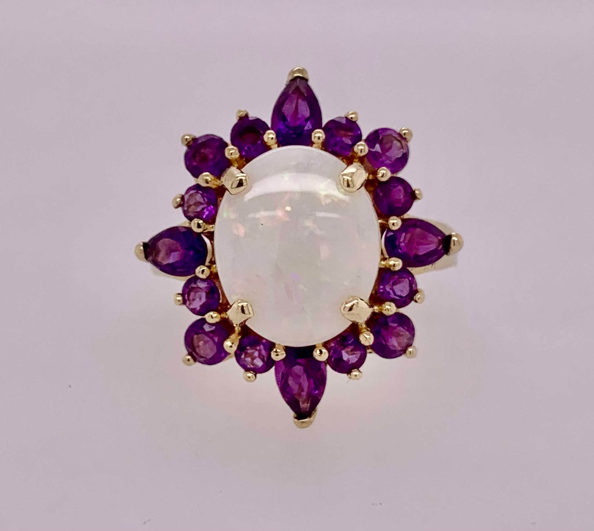 14K Estate Opal and Amethyst Ring