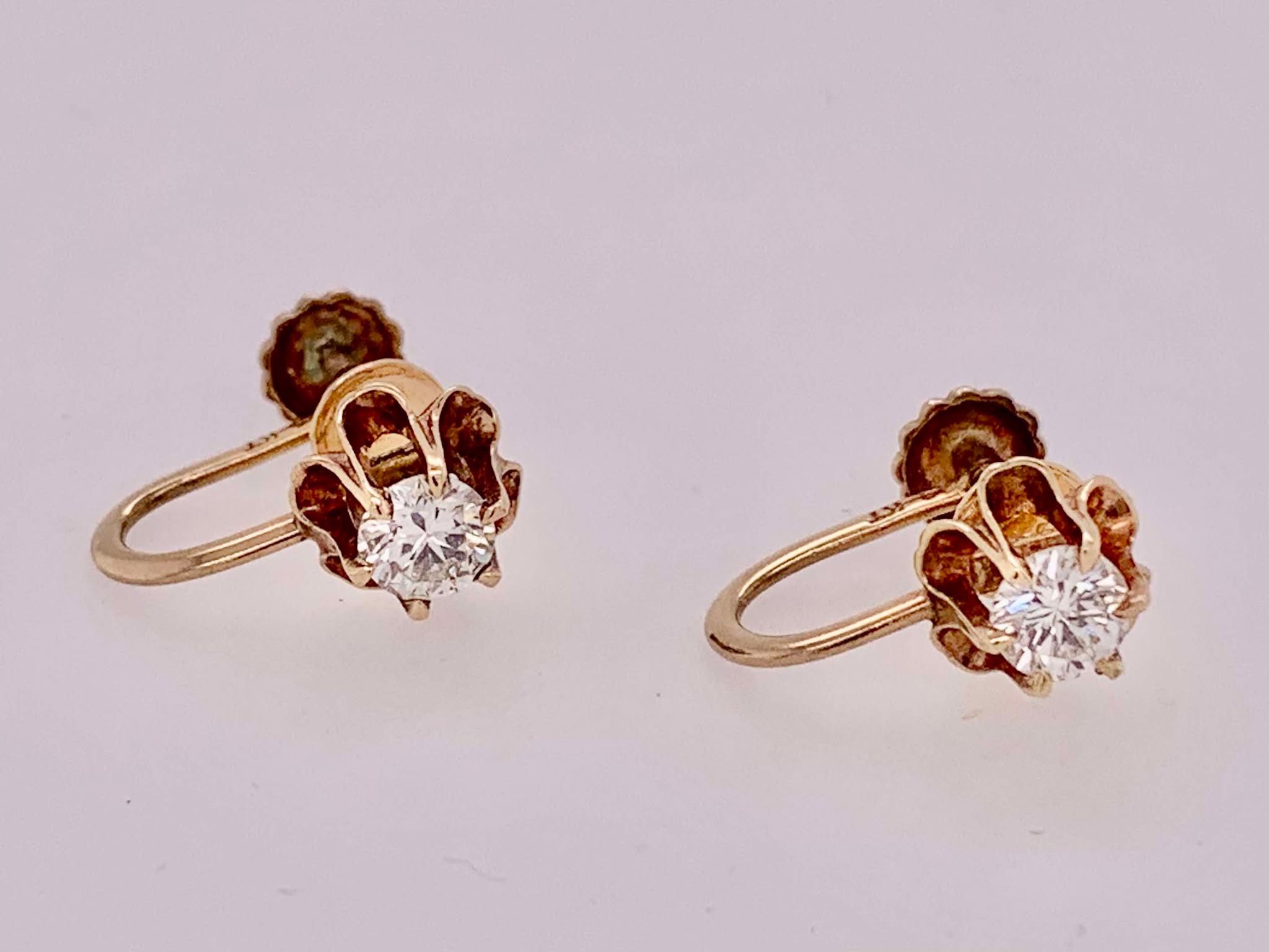 14K Estate Clip-on Diamond Earrings