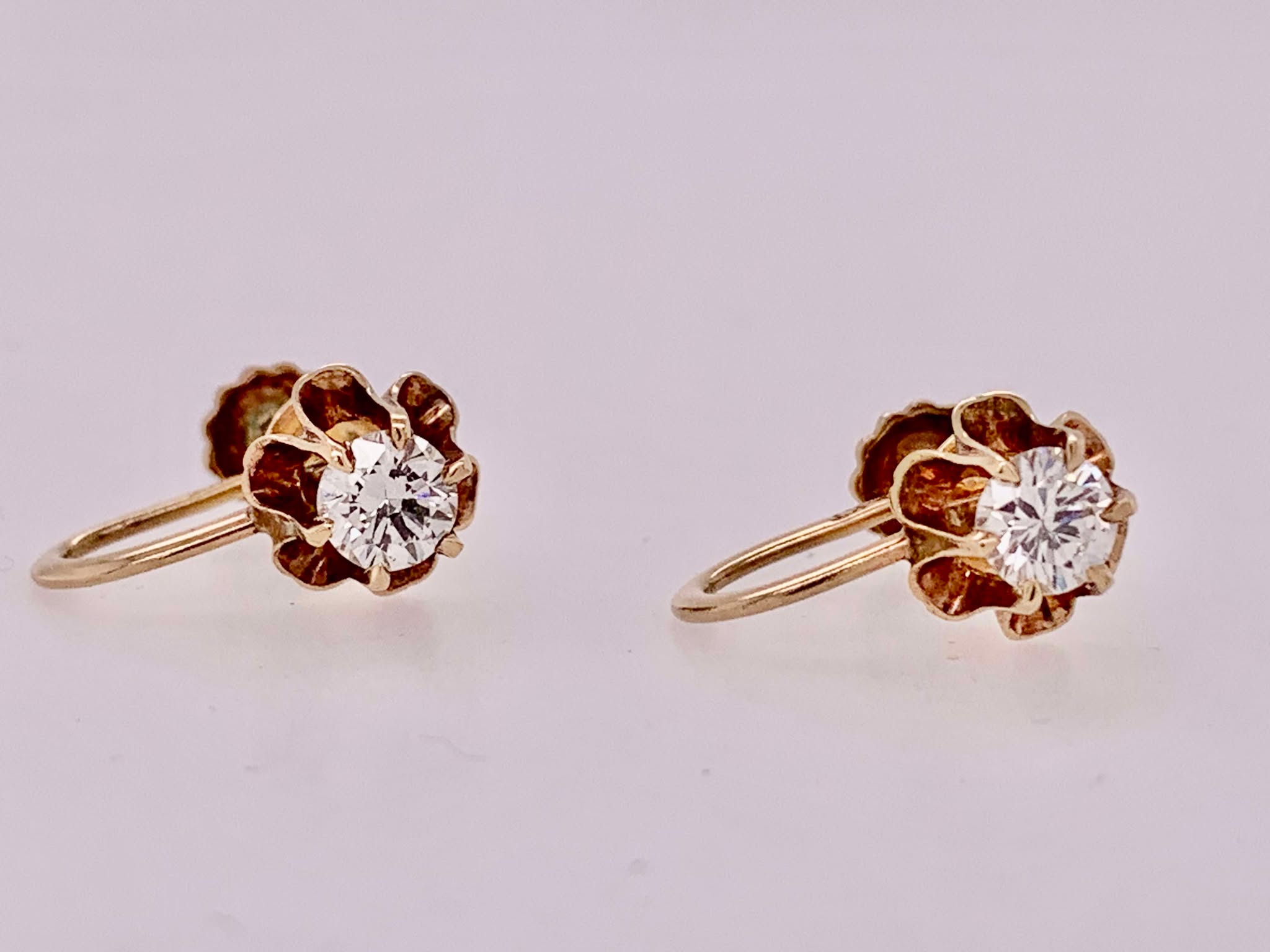 14K Estate Clip-on Diamond Earrings