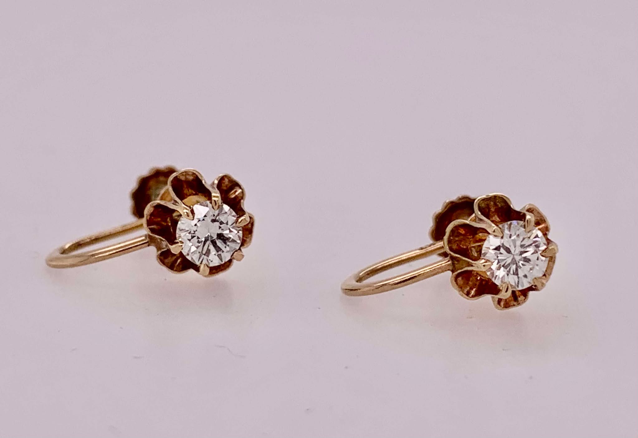 14K Estate Clip-on Diamond Earrings