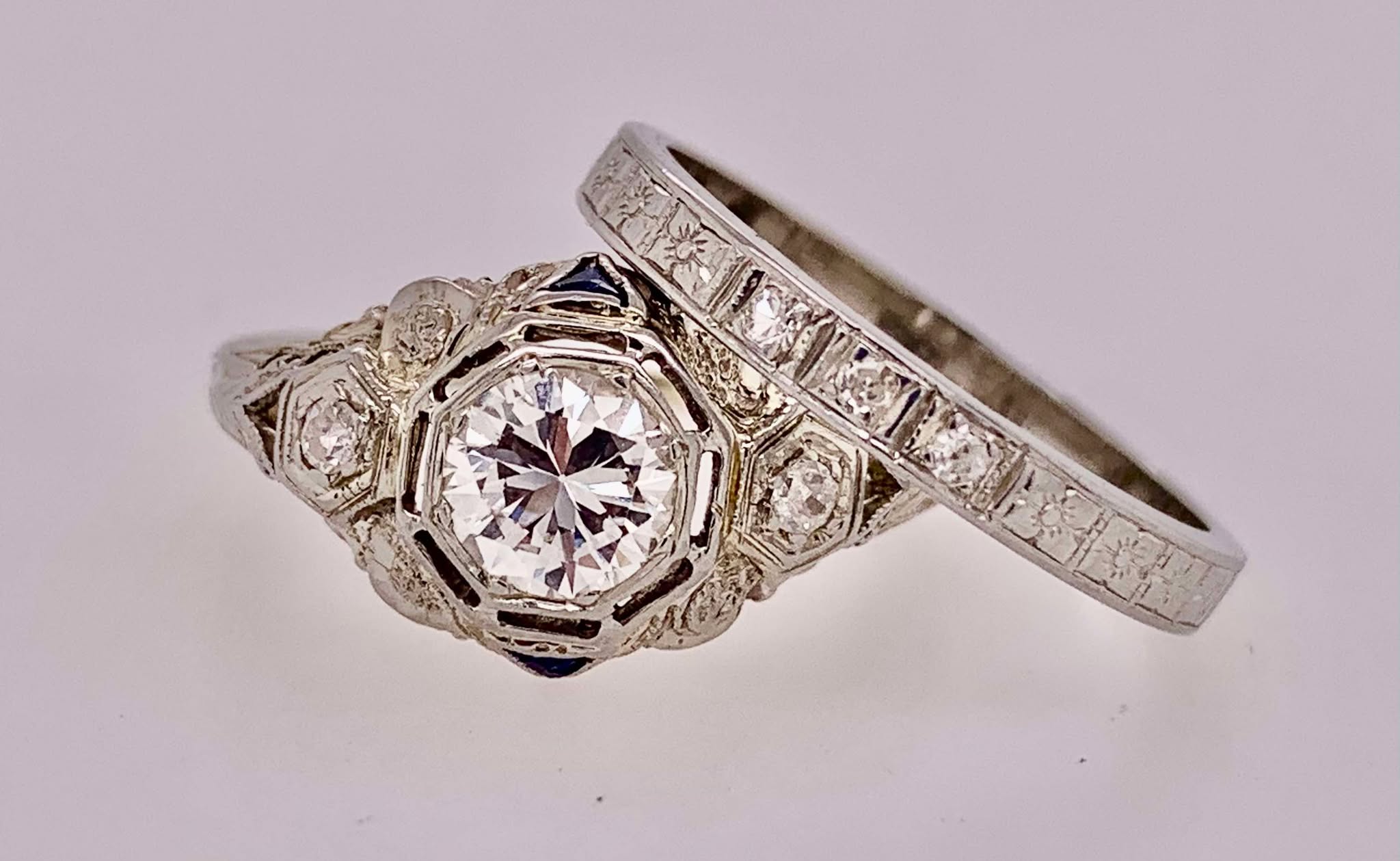 18K Estate Wedding Set