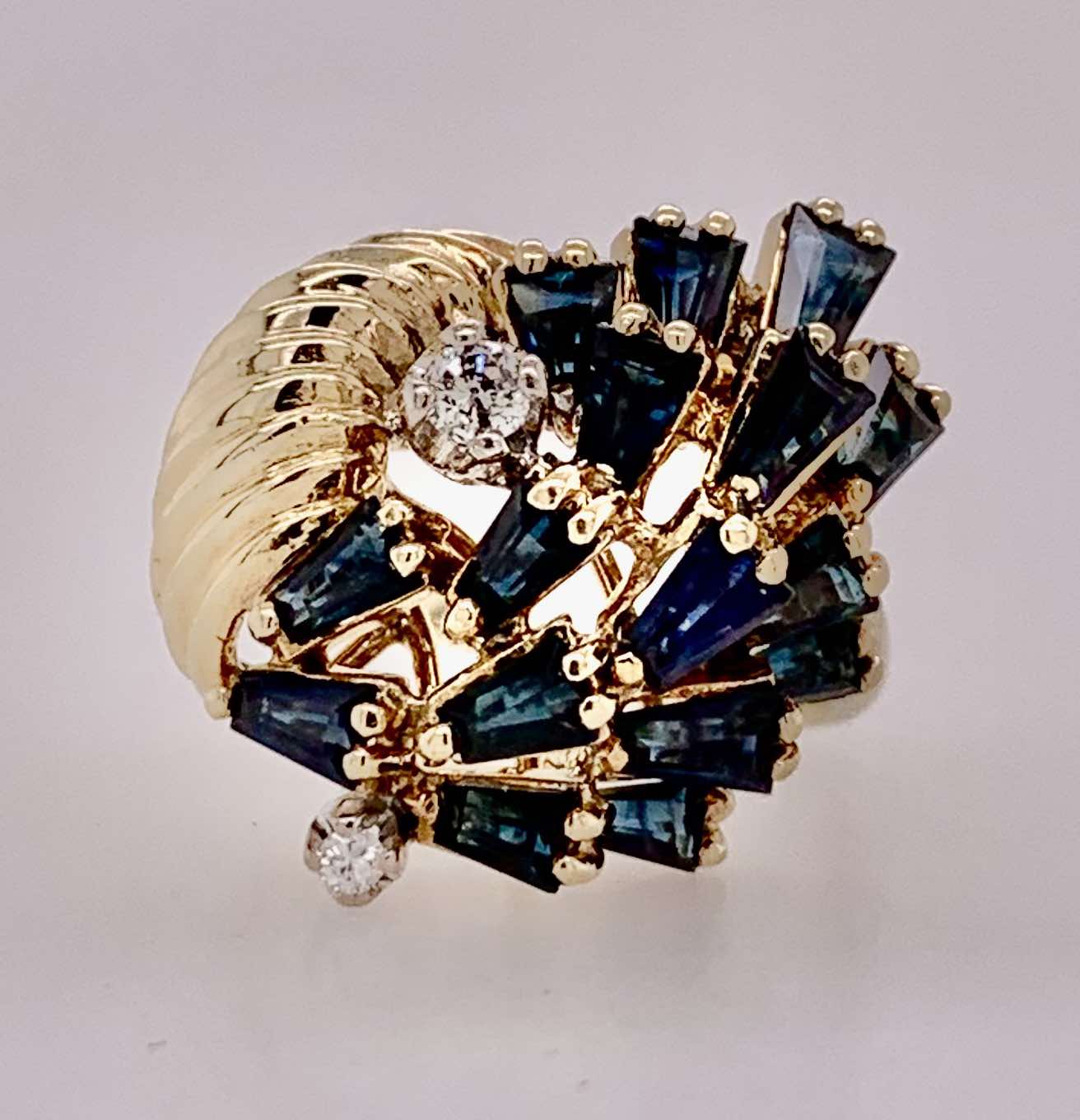 14K Estate Sapphire and Diamond Ring