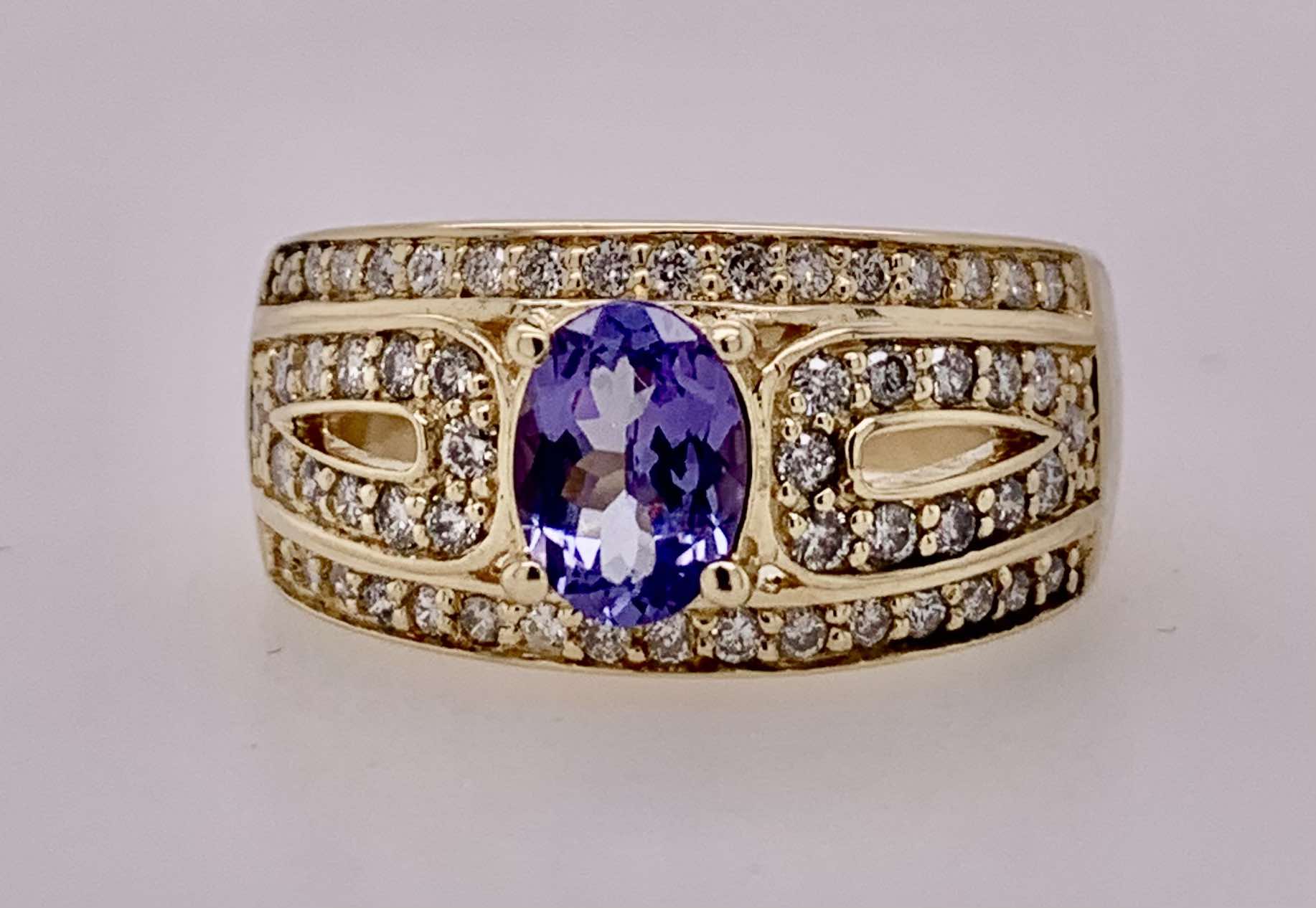 Estate Tanzanite and Diamond Ring