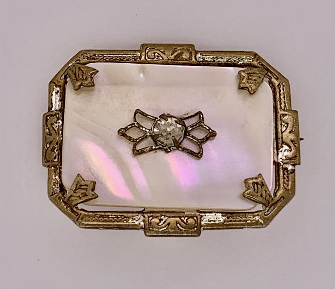 Estate Gold-Filled Mother of Pearl Brooch