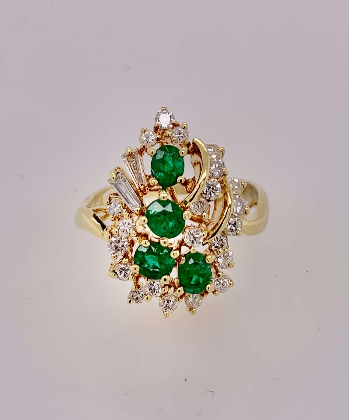 18K Estate Emerald and Diamond Ring